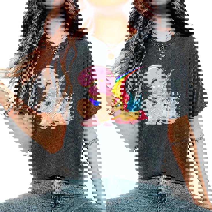 キッズ I Am 3 かわいいユニコーン 誕生日ギフト 女の子向け レディースオーバーサイズコンフォートTシャツ