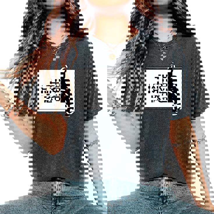 ザ・ホース・フェイス The Horse Face 午年 馬【十二支 干支】2026年 ブランド パロディ 長袖tシャツ レディースオーバーサイズコンフォートTシャツ