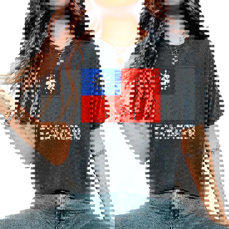 台湾国旗 アンティーク調 男性 女性 キッズ アジア 台湾 レディースオーバーサイズコンフォートTシャツ