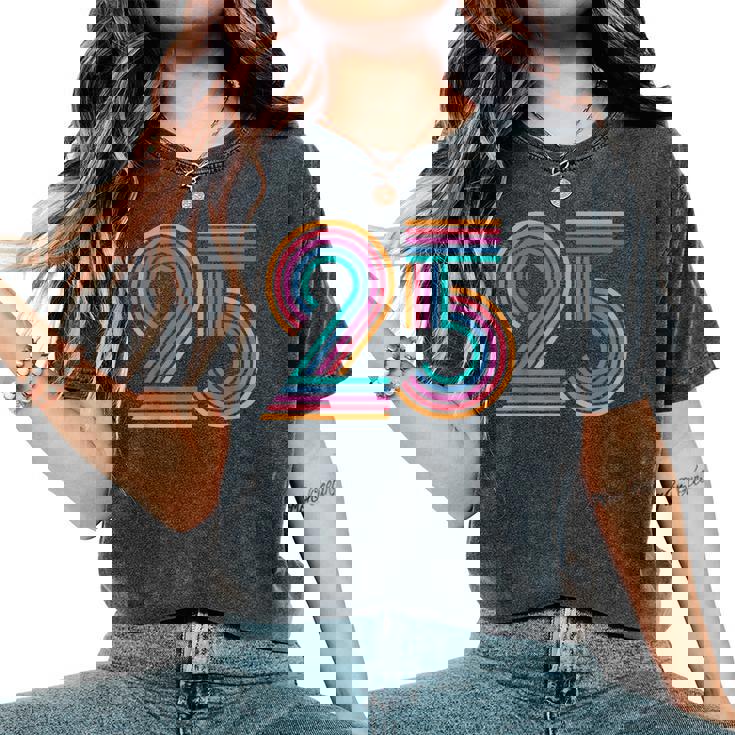 数字 25 25周年 男性 女性 25歳の誕生日 レディースオーバーサイズコンフォートTシャツ