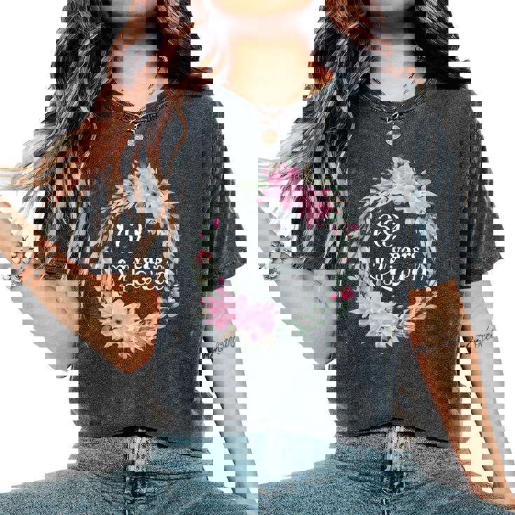 花柄 69歳 誕生日 男性 女性 還暦 レディースオーバーサイズコンフォートTシャツ