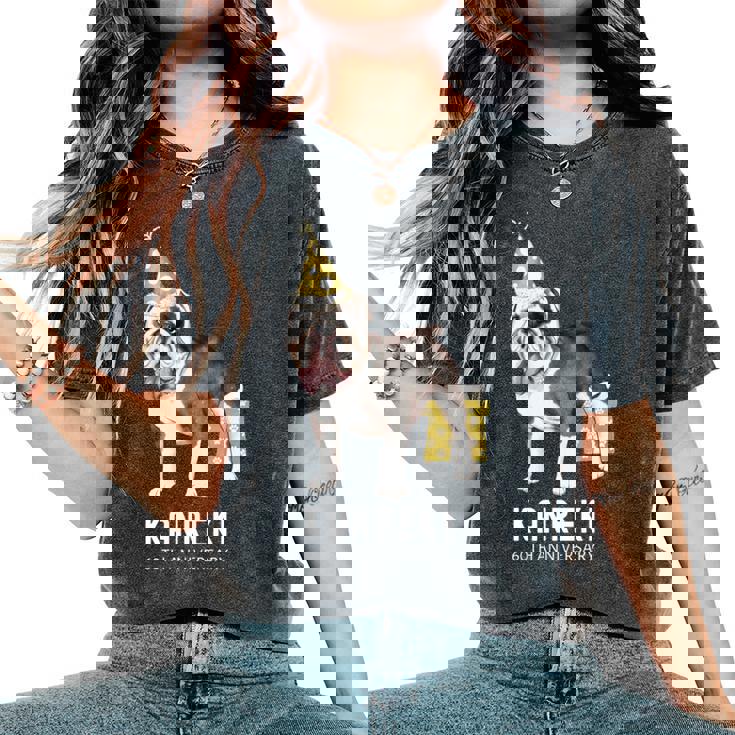 還暦祝い 犬好き 男性 女性 父 母 還暦 お祝い 60歳 かわいい 犬 ブルドッグ おしゃれ おもしろ 長袖tシャツ レディースオーバーサイズコンフォートTシャツ