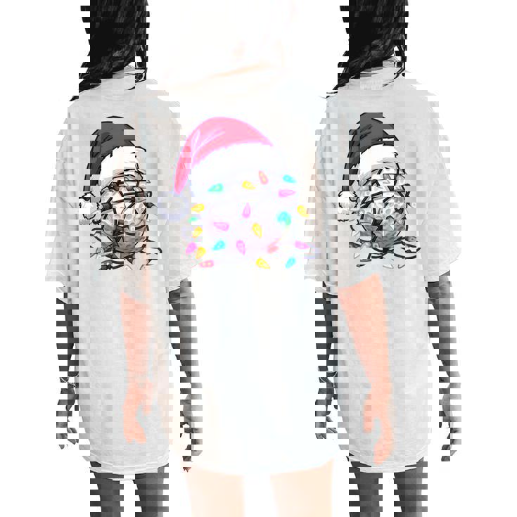 Golf Ball Santa Hat Christmas Golfing Xmas Lights Tri-Blend Women's Oversized Comfort T-Shirt Back Print