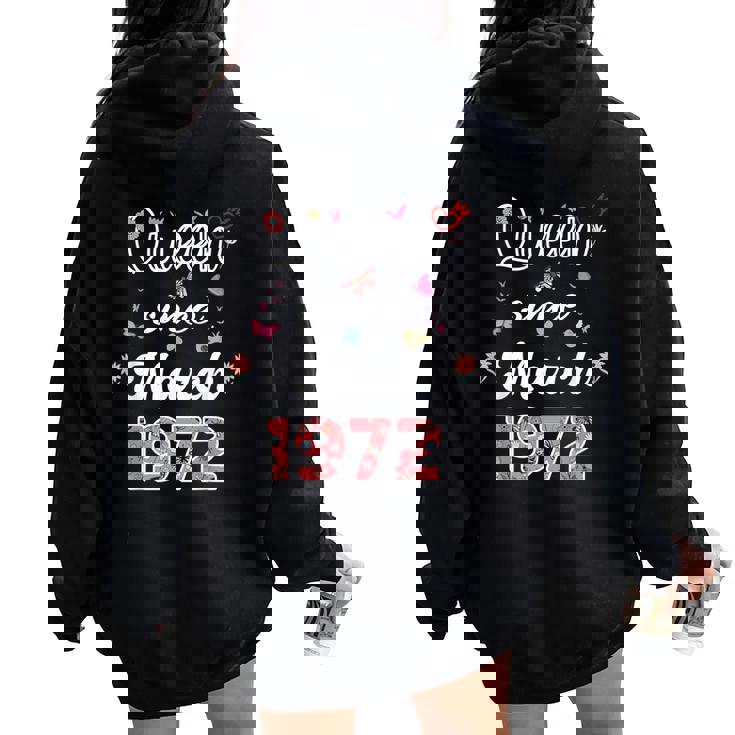 1972年3月より女王 花 1972年3月の誕生日 レディース オーバーサイズ パーカー バックプリント