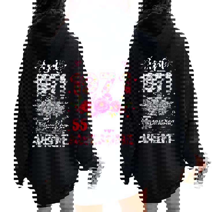 55歳 1971年4月 花柄 55歳 誕生日 男性 女性 レディース オーバーサイズ パーカー バックプリント