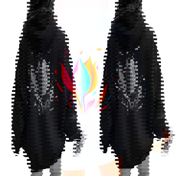 5月 誕生日 チューリップ 花 春 チューリップ 白 花 女の子 レディース オーバーサイズ パーカー バックプリント