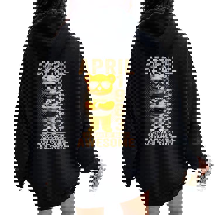 63歳 1963年4月 テディベア 63歳 誕生日 男性 女性 レディース オーバーサイズ パーカー バックプリント