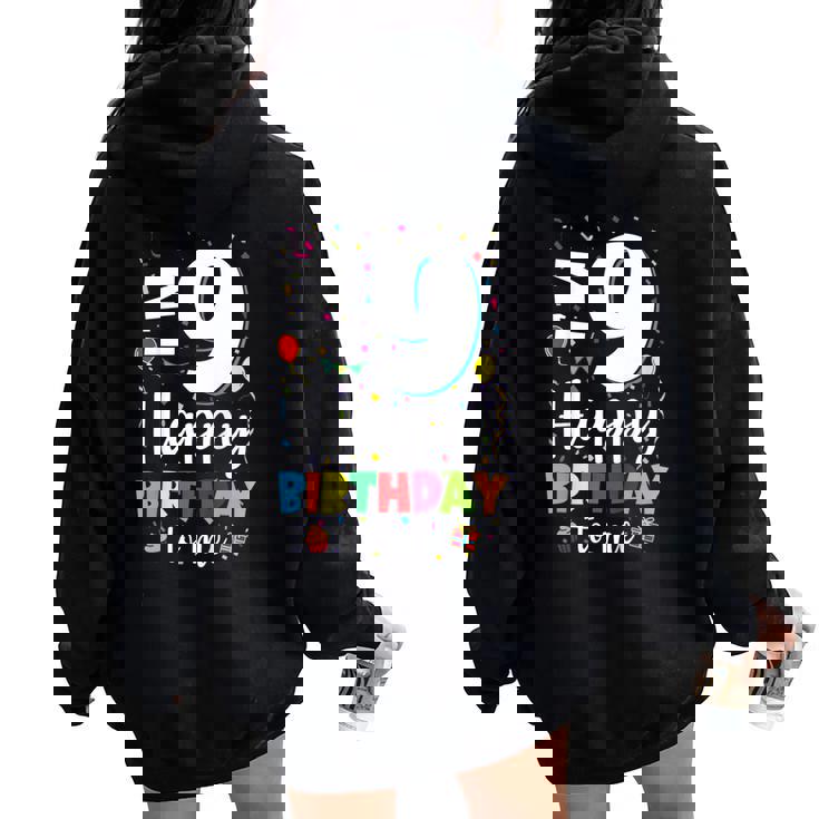 9歳 誕生日 ハッピーバースデー 9歳 男の子 女の子 9歳 レディース オーバーサイズ パーカー バックプリント