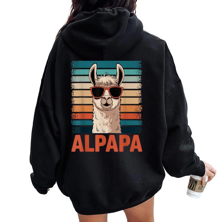 Alpapa Alpaca Dad Divertente Llama Regalo Per La Festa Del Felpa con cappuccio oversize da donna con stampa posteriore