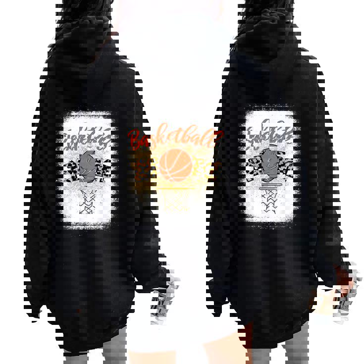 Basketball Mom Bleached Leopard 母の日 バスケットボール ママ レディース オーバーサイズ パーカー バックプリント