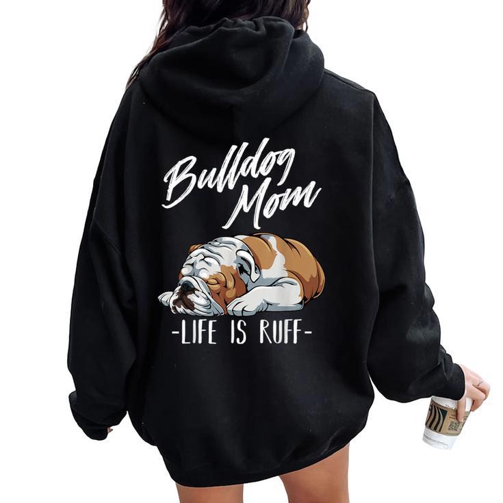 Cadeau Amusant Bouledogue Anglais – Maman Bulldog Sweat à capuche oversize pour femme avec imprimé dans le dos