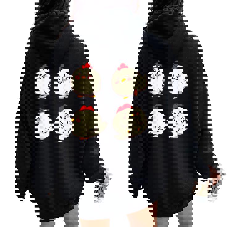 Chicken Chickens Cute Kawaii Anime Kawaii Japan レディース オーバーサイズ パーカー バックプリント