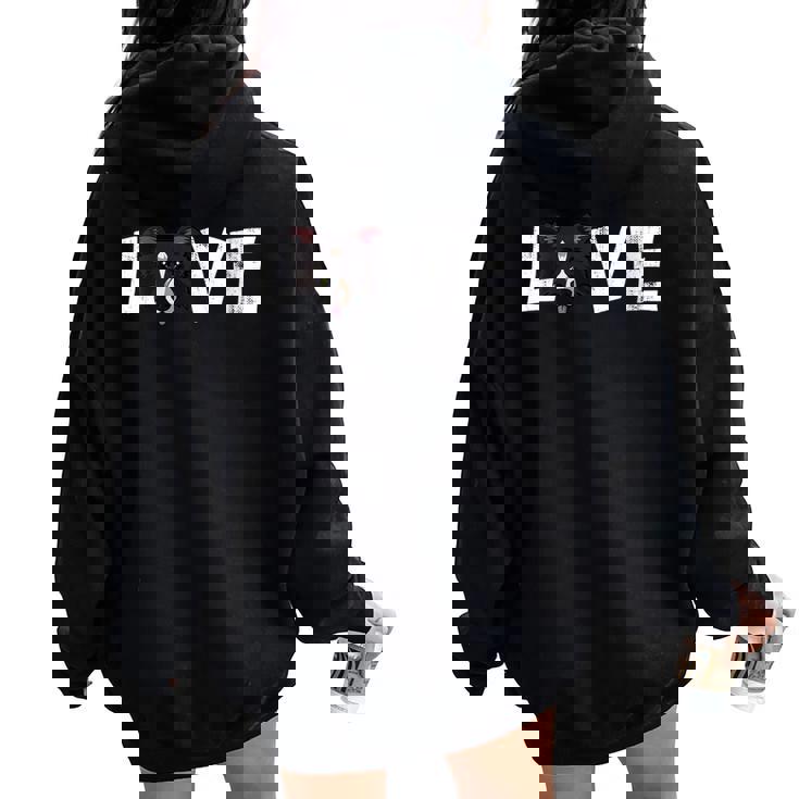 Donna Cane Mamma Cane Papà Proprietario Border Collie Love-R Con Collo A Felpa con cappuccio oversize da donna con stampa posteriore