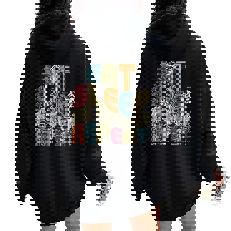 Eatleep Be Edwin Repeat Groovy Retro Edwin レディース オーバーサイズ パーカー バックプリント