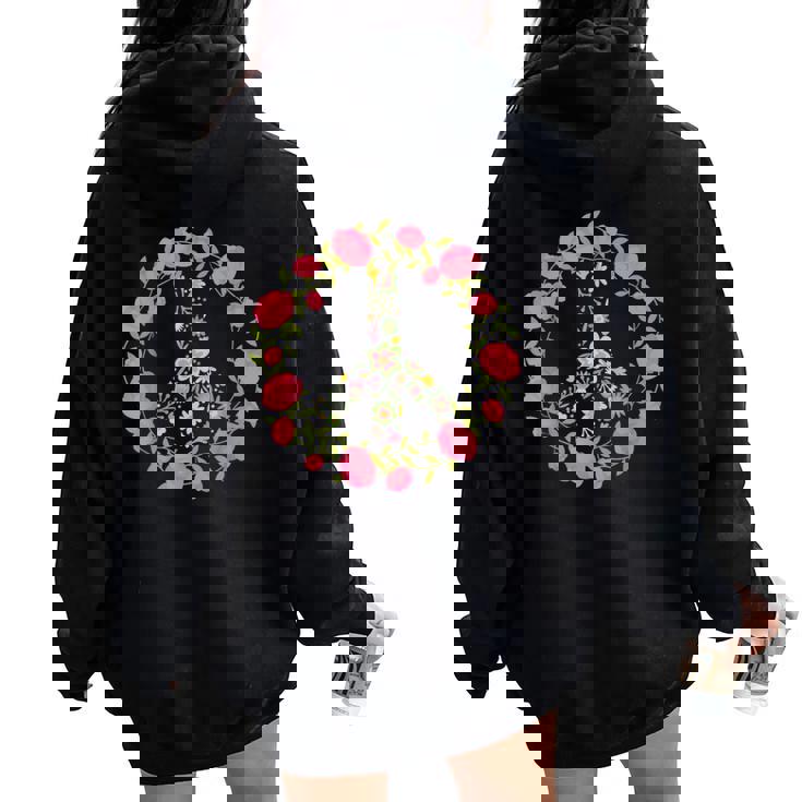 Flower Power Peace Love 60年代 70年代 ヒッピーコスチューム レディース オーバーサイズ パーカー バックプリント