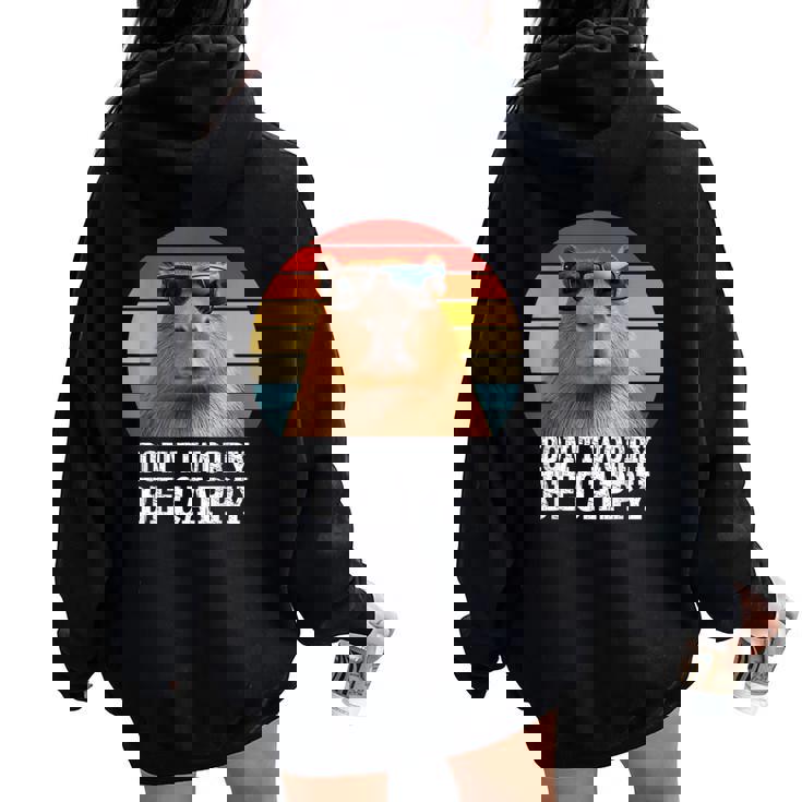 Capybara Be Cappy For Adults Capybara Love Women Oversized Hoodie Back Print