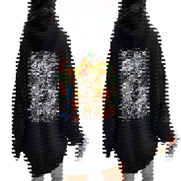 Italian-Brainrot Ai生成動物 Z世代 男性 女性 若者 レディース オーバーサイズ パーカー バックプリント