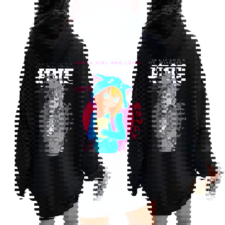 Just A Girl Loves アニメ ラーメン スケッチ オタク少女アニメ 長袖tシャツ レディース オーバーサイズ パーカー バックプリント