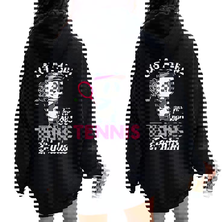 Just A Girl Who Love Tennis & Pandas パンダテニス愛好家 レディース オーバーサイズ パーカー バックプリント