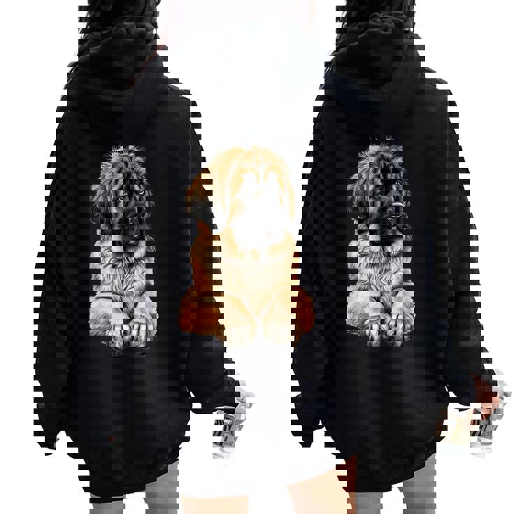 Leonberger Memoriale Per Allevatori Di Cuccioli Di Cane Mamma Papà Felpa con cappuccio oversize da donna con stampa posteriore