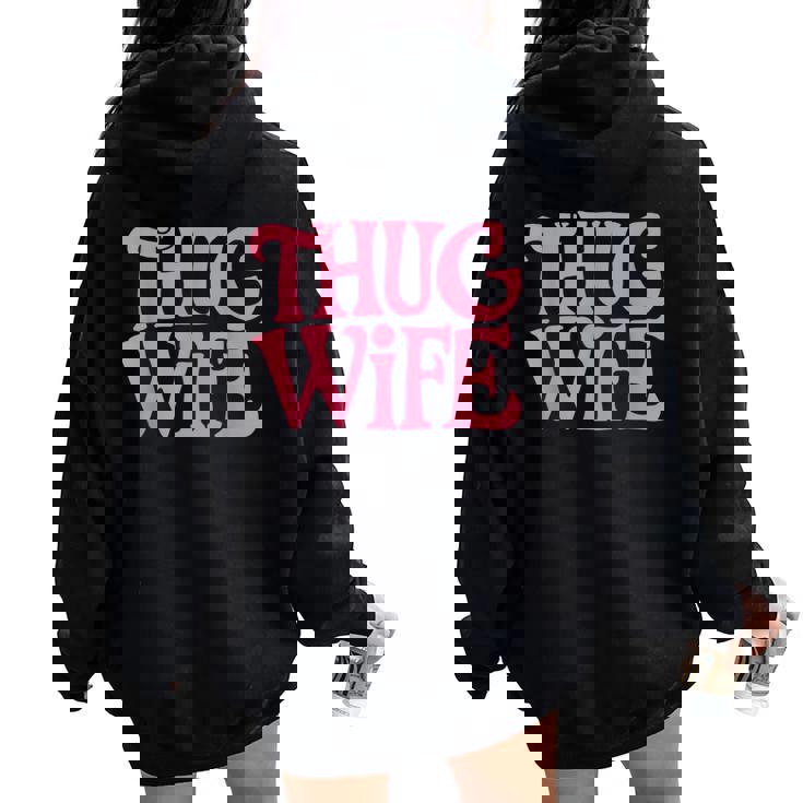 Pink Thug Wife クラシックなギャングスタイルのレトロなステートメント レディース オーバーサイズ パーカー バックプリント