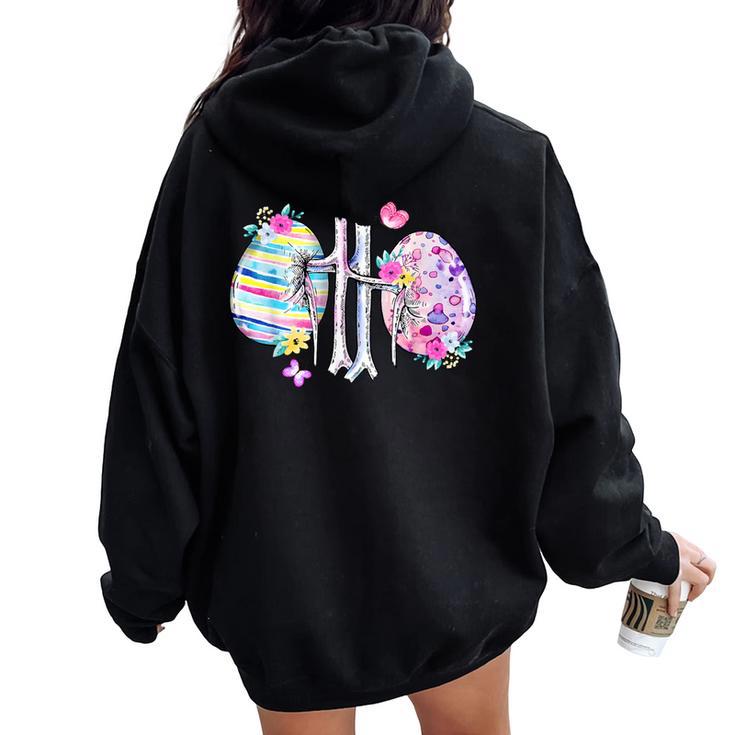 Rein Floral Dialyse Œuf De Pâques Infirmière Technicienne En Dialyse Sweat à capuche oversize pour femme avec imprimé dans le dos