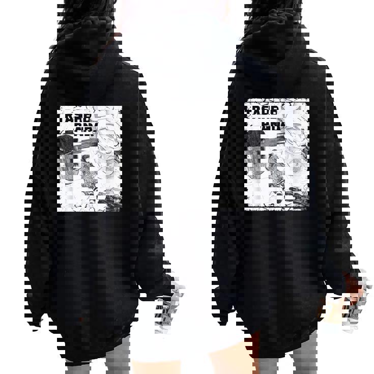 Trashed Panda Racoon Trend レディース オーバーサイズ パーカー バックプリント