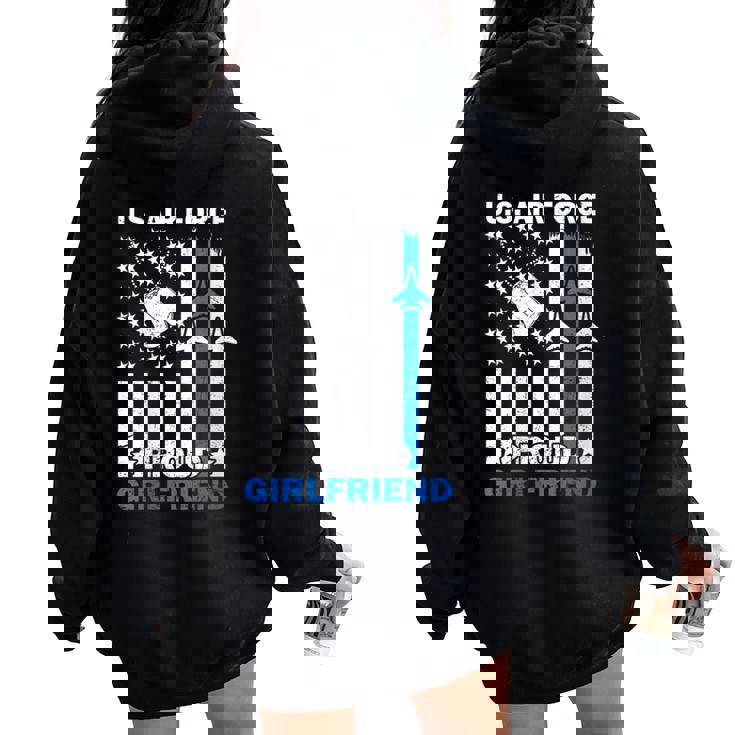 US Air Force USAF Veteran Proud Girlfriend Family Matching Women Oversized Hoodie Back Print