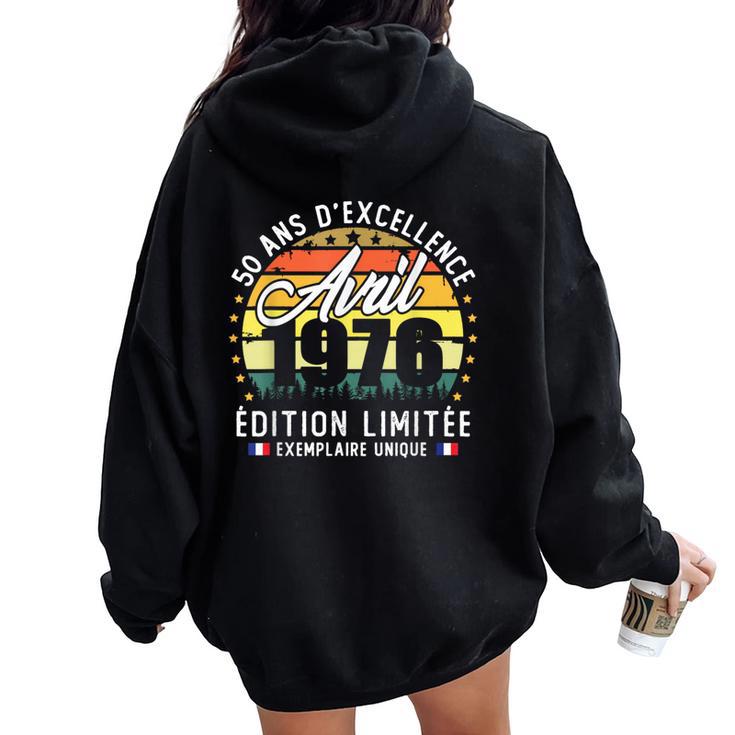 Vintage Avril 1976 Cadeau D'anniversaire 50 Ans Homme Sweat à capuche oversize pour femme avec imprimé dans le dos