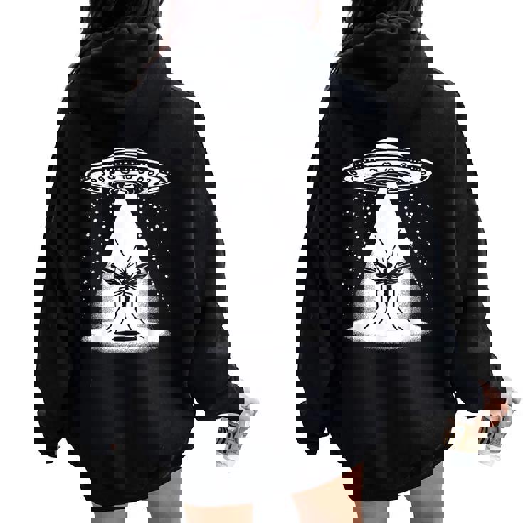 Zanzara Papà Mamma Amante Divertente Ufo Alieno Felpa con cappuccio oversize da donna con stampa posteriore