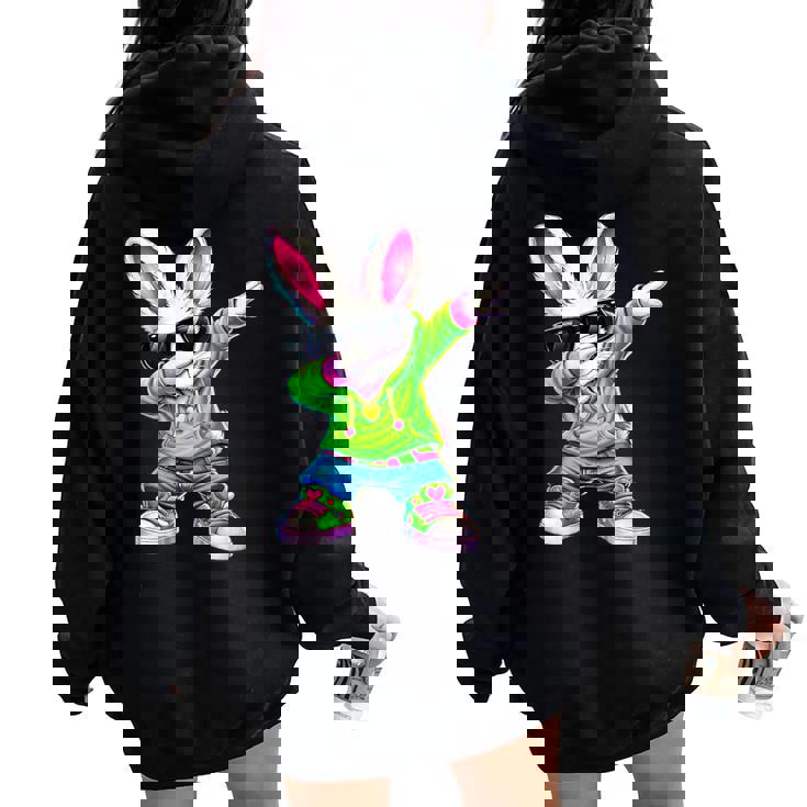 かわいい アニメ ダビングバニー ウサギ ハッピー イースター 男の子 女の子 キッズ レディース オーバーサイズ パーカー バックプリント