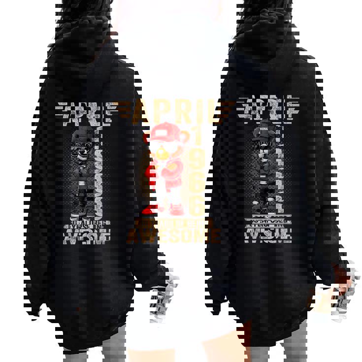 オンバック 4月60日 誕生日 男性 女性 1966年 テディベア レディース オーバーサイズ パーカー バックプリント