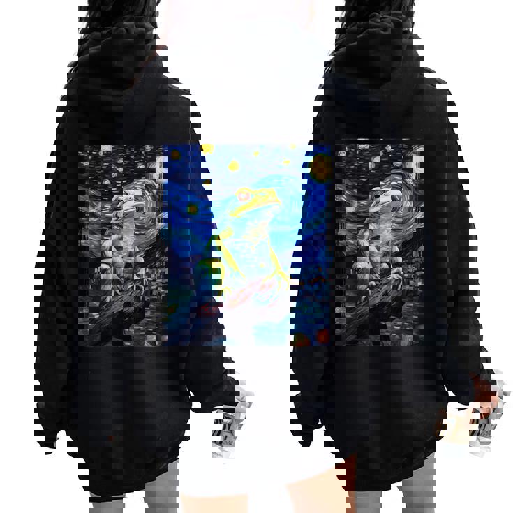 カエルキャッチャー 男の子 女の子 カエルハンター ゴッホ カエル レディース オーバーサイズ パーカー バックプリント