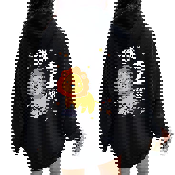 キッズ 2歳の誕生日 ライオン 2歳 男の子 女の子 レディース オーバーサイズ パーカー バックプリント