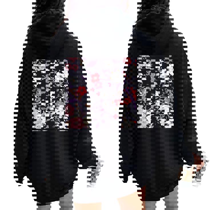 クラシックな桜柄の繊細なピンクの花びら。 レディース オーバーサイズ パーカー バックプリント