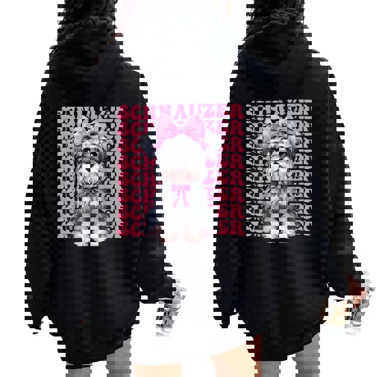 コケット リボン シュナウザー 女の子 犬 ママ 母の日 ピンク レディース オーバーサイズ パーカー バックプリント