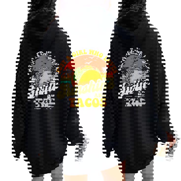 サンシャインとタコスが大好きな女の子-タコス好きメキシコ レディース オーバーサイズ パーカー バックプリント