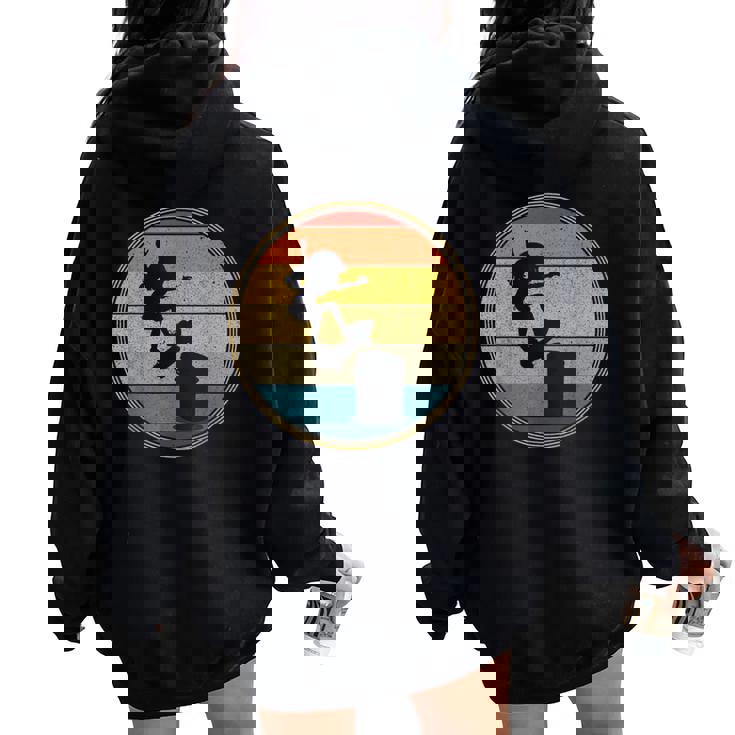 スケーター 女の子 ヴィンテージ レトロ スケートボード スケートボード キッズ レディース オーバーサイズ パーカー バックプリント