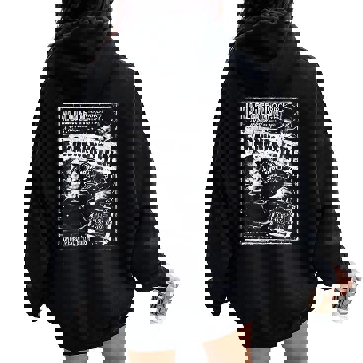 ハロウィンホラーナイト フランケンシュタイン&フランケンシュタインの花嫁 レディース オーバーサイズ パーカー バックプリント