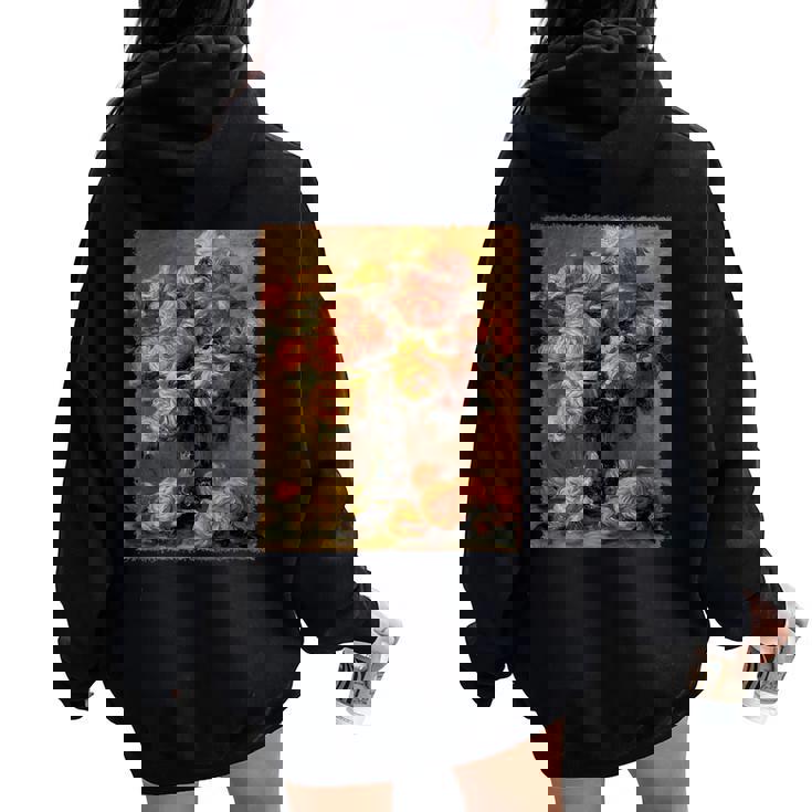 ピエール・オーギュスト・ルノワール作「花瓶の中のバラ」 ガーデンフラワー レディース オーバーサイズ パーカー バックプリント