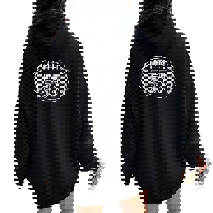 フットボール選手 57 Football Mom Dad ジャージ 57 代表チーム。 レディース オーバーサイズ パーカー バックプリント