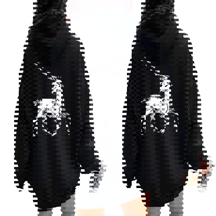 ユニコーン 神話上の生き物 おとぎ話 ファンタジー ヴィンテージ 古い Unicorn Fairy Tale Horse 長袖tシャツ レディース オーバーサイズ パーカー バックプリント