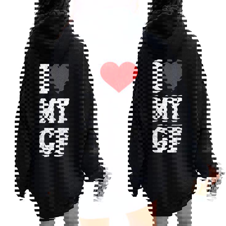 ユーズド加工 I Heart My Girlfriend アパレル I Love My Gf レディース オーバーサイズ パーカー バックプリント