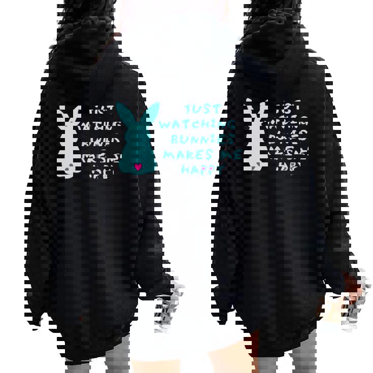 リサイズ ただうさぎを見てるだけで、幸せな気持ちになる Bunny Bunnies Rabit Happy うさぎ レディース オーバーサイズ パーカー バックプリント