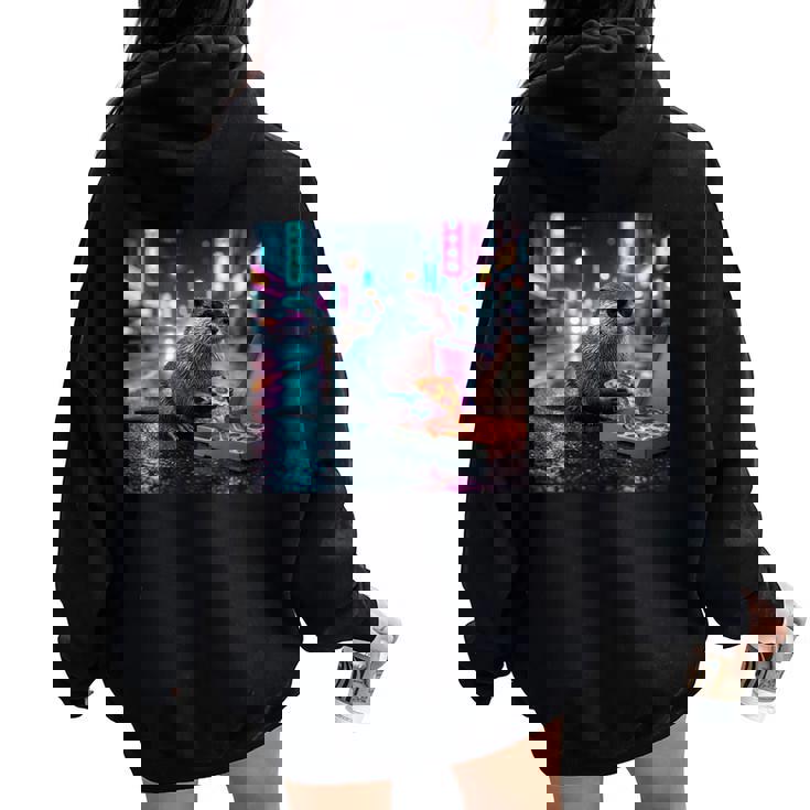 ヴィンテージ カワウソ キッズ Her Mom Dad ピザ ミーム 幼児 レトロ 長袖tシャツ レディース オーバーサイズ パーカー バックプリント