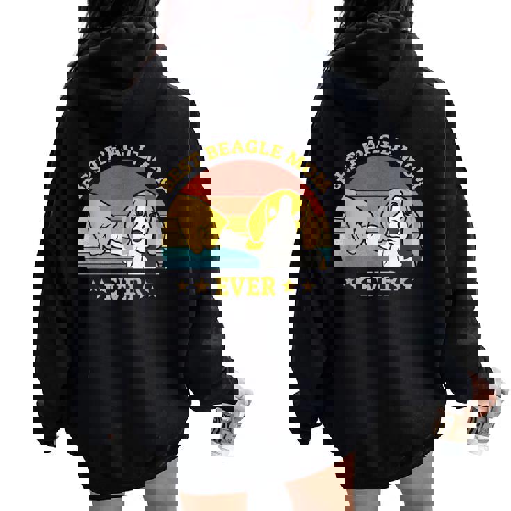 史上最高のビーグルママ ヴィンテージレトロデザイン 子犬犬のお母さん ビーグル犬のオーナーギフトのアイデア Mom レディース オーバーサイズ パーカー バックプリント