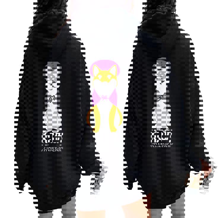 喜寿祝い 犬 柴犬 ちゃんちゃんこ 父 男性 女性 母 犬好き 喜寿 お祝い 77歳 かわいい おしゃれ レディース オーバーサイズ パーカー バックプリント