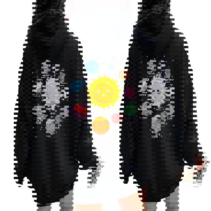 太陽系 惑星 宇宙 惑星 男の子 女の子 幼児 レディース オーバーサイズ パーカー バックプリント