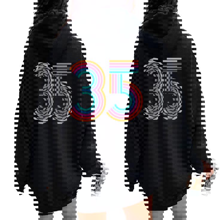 数字 35 35周年 男性 女性 35歳の誕生日 レディース オーバーサイズ パーカー バックプリント