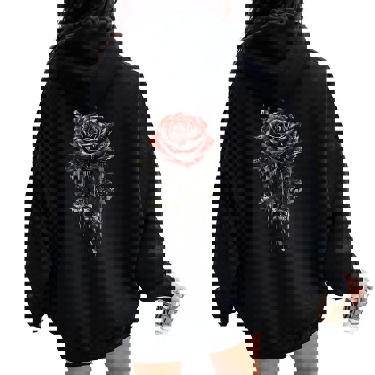 赤薔薇 花 ボタニスト ガーデン ガーデニング 花 バラ レディース オーバーサイズ パーカー バックプリント